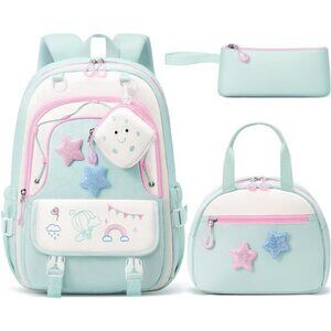 Backpack for Girls Kids School Bags Pink and Green